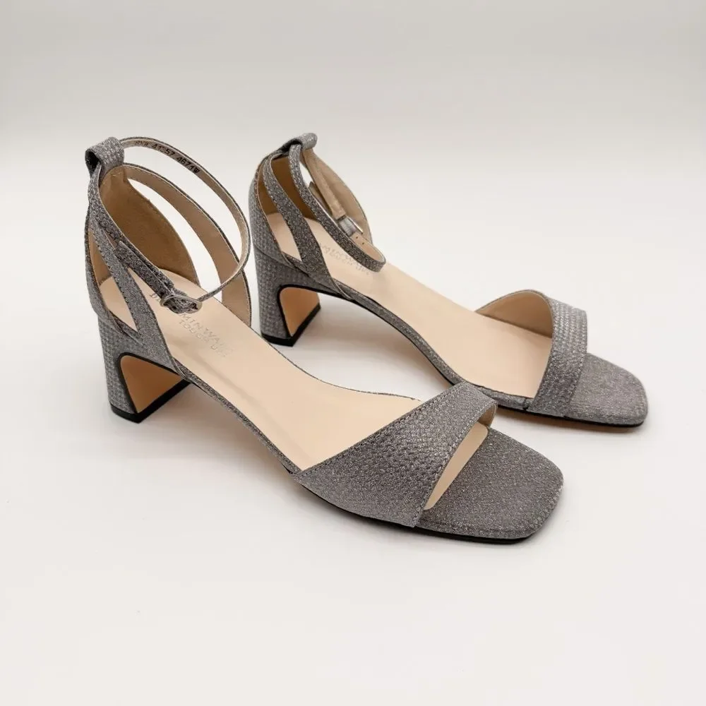 Touch Ups Lilibet Ankle Strap Dress Heeled Sandals Open Toe Silver 8.5 Wide NEW